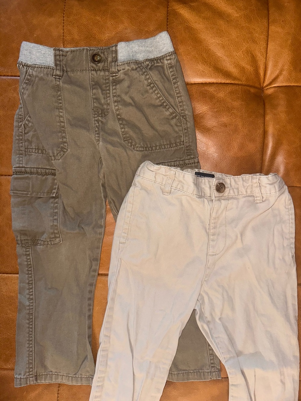 The Children's Place Khaki Cargo Pants & Cream Chinos Set